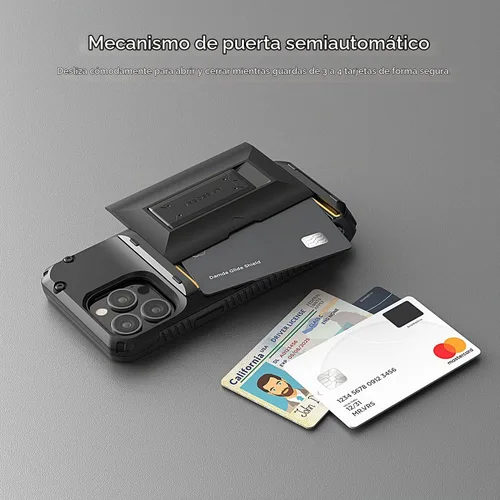 Vista 6 de VRS DESIGN Damda Glide - Funda híbrida para iPhone 13 Pro, ranura para tarjetas con soporte, funda funcional resistente compatible con iPhone 13 Pro