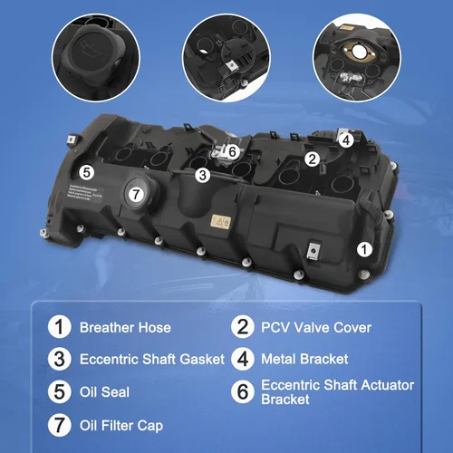 Vista 3 de Kit de tapa de válvula de motor con juntas y pernos 11127552281 2007-2013 compatible con BMW 128i 328i xDrive 328xi 528i xDrive 528xi 535i xDrive X3