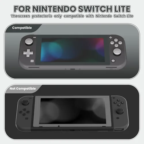 Vista 3 de eXtremeRate 2 Pack Gray Border Transparent HD Clear Saver Protector Film, Tempered Glass Screen Protector for Nintendo Switch Lite Anti-Scratch