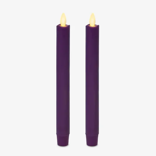 Vista 5 de Luminara Velas cónicas de color marfil parpadeantes sin llama, llama de luz LED cálida, 2 pilas AA, decoración para centros de mesa de comedor
