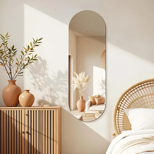Vista 14 de Niccy - Espejo ovalado de longitud completa de 48"×16", espejo largo de pared con marco de aluminio, espejos grandes para sala de estar, espejo Negro