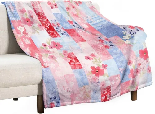 Vista 17 de Manta de verano con parches bohemios, vintage, bohemia, acogedora manta de franela para sofá, cama para niños y adultos, 30 x 40 pulgadas, manta