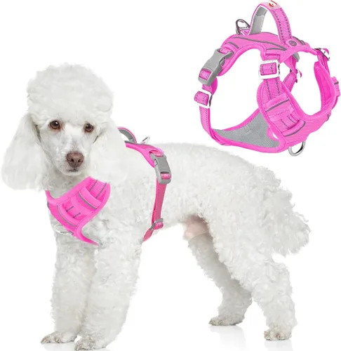 Vista 72 de BARKBAY Arnés Oxford sin tirones para perro con bolsillo para etiqueta de identificación, resistente, reflectante, fácil control para perros grandes