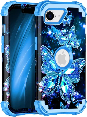 Vista 31 de Miqala Funda para iPhone 12, iPhone 12 Pro, que brilla en la oscuridad, tres capas, resistente a los golpes, protección de plástico duro + funda