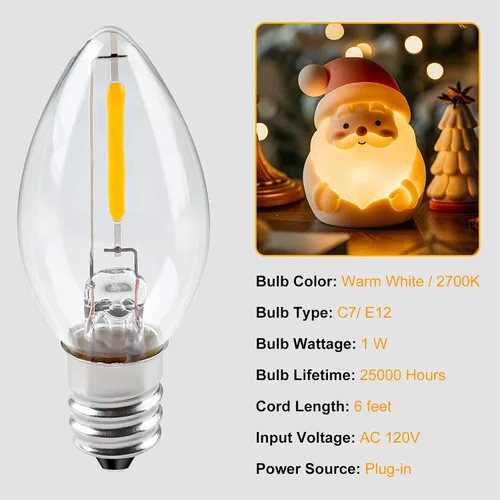 Vista 4 de Cable accesorio Brightown con bombilla LED - Cable de 6 pies con interruptor de encendido/apagado para luces nocturnas, calabaza de Halloween, molde