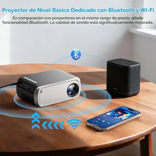 Vista 2 de Mini proyector Full HD 1080P Proyector portátil Plata Gris