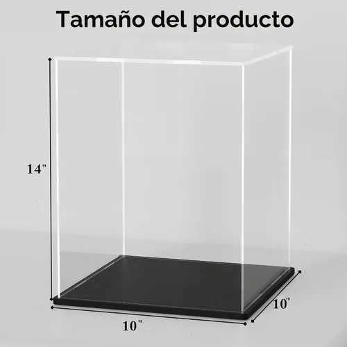 Vista 5 de SVENJBB vitrina acrílica, cajas de acrílico de cubo de 10 x 10 x 14 pulgadas para exhibición, vitrinas transparentes con base negra mate y tapa