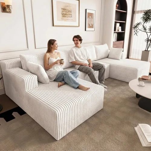 Vista 24 de Sofá seccional Cloud de 96 pulgadas, sofá deshuesado para sala de estar, sofá modular con asiento profundo, sofá de pana cómodo y esponjoso con Negro