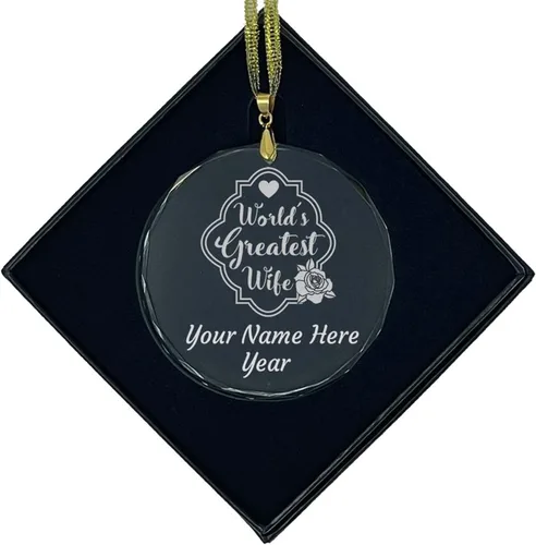 Vista 9 de LaserGram Adorno de Navidad, la esposa más grande del mundo, grabado personalizado incluido (forma de diamante)