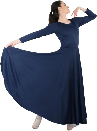 Vista 12 de Danzcue Vestido de Baile para Mujeres de Alabanza, Largo, Manga Larga, Corte Holgado Azul aguamarina