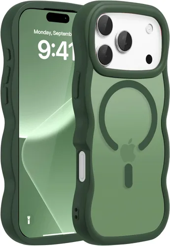 Vista 98 de Magsafe - Funda magnética para iPhone 12 Pro Max, compatible con Magsafe con marco ondulado, translúcido, mate, parte trasera dura, de silicona, a