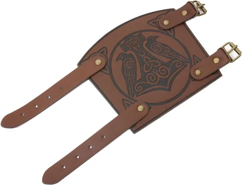 Vista 5 de GelConnie Guantelete de cuero pulsera vikingo de cuero protector de brazo medieval armadura brazaletes de cuero muñequeras Cosplay
