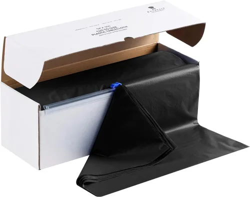 Vista 8 de Goodluck Rollos de mantel de plástico de 54 pulgadas x 100 pies con caja de corte, mantel desechable negro, mantel de plástico para fiesta