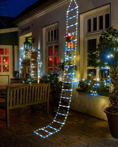 Vista 19 de Luces LED de escalera para decoraciones navideñas de 10 pies con Papá Noel