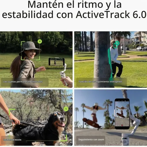 Vista 5 de DJI Osmo Mobile 6 - Estabilizador de cardán para teléfono inteligente, cardán de 3 ejes, barra de extensión integrada, portátil y plegable, cardán