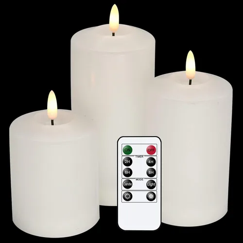 Vista 8 de GenSwin Velas LED parpadeantes sin llama de 4 x 6.5 pulgadas, funcionan con pilas con temporizador de 6 horas, velas votivas de cera real cálida