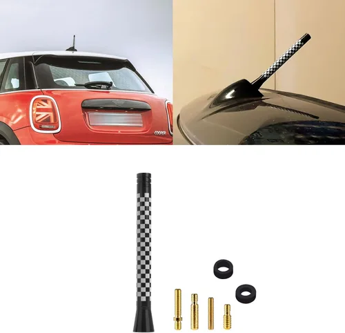 Vista 14 de x xotic tech Antena corta para automóvil con bandera de Union Jack compatible con Mini Cooper todos los modelos de 3 pulgadas (negro/gris)