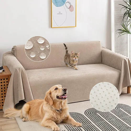 Vista 17 de Funda de sofá para sofá de 2 cojines, apta para mascotas, resistente al agua, antiarañazos, protector de muebles seccional en forma de L, funda