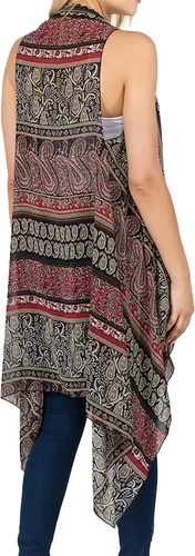 Vista 17 de Scarfand's - Chaleco de cárdigan largo para mujer, ligero, sin mangas, con parte delantera abierta