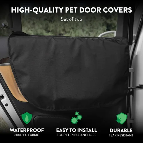 Vista 2 de Plush Paws Products Protector de puerta de automóvil de alta calidad, lavable e impermeable, cubierta interior para automóvil, camión y SUV