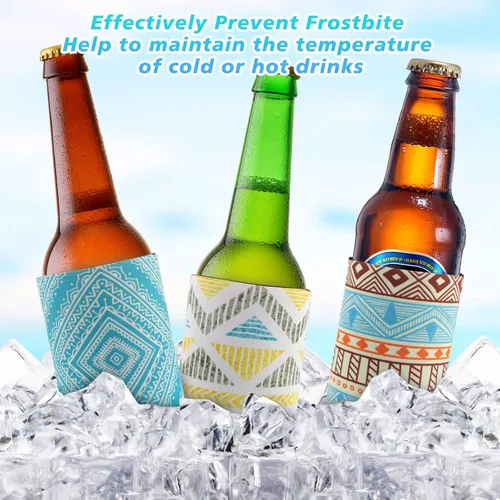 Vista 5 de Paquete de 12 fundas de neopreno para enfriar latas de cerveza, para latas estándar de 12 onzas, enfriadores de cerveza para fiestas, eventos