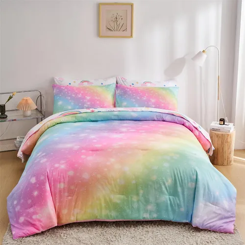 Vista 7 de Juego de edredón individual para niños y niñas, edredón de gato de 3 piezas con 2 fundas de almohada, juego de ropa de cama individual de gatito