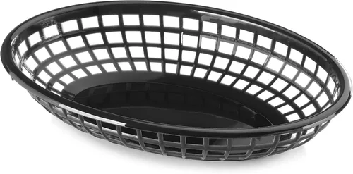 Vista 2 de New Star Foodservice Cestas de comida rápida, 9 1/4 x 6 pulgadas, ovaladas, juego de 12, color negro