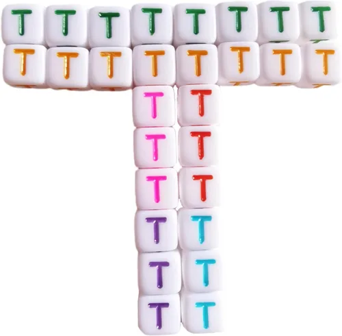 Vista 24 de Xeahung 200 cuentas de letras acrílicas cuadradas multicolor para hacer joyas, llaveros de bricolaje, collares, pulseras, decoraciones