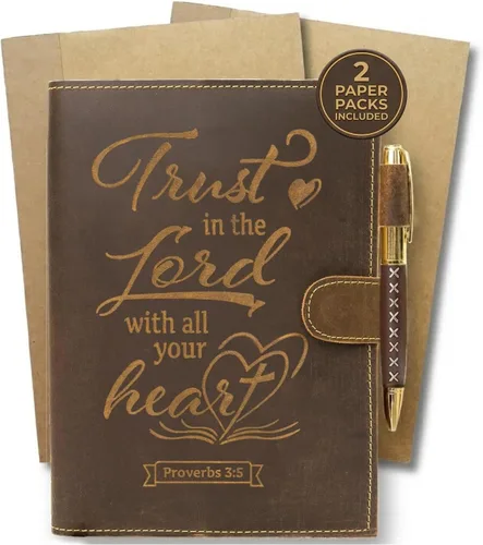 Vista 9 de Sovereign-Gear Diario religioso de cuero recargable, cuaderno de escritura A5 hecho a mano con bolígrafo, diario Joshua 1:9 "Be Strong & Courageous