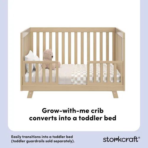 Vista 5 de Storkcraft Beckett 3 en 1 Cuna Convertible (Driftwood) – Certificado GREENGUARD Gold, Se Ajusta a Colchón de Cuna Estándar, Se Convierte en Cama