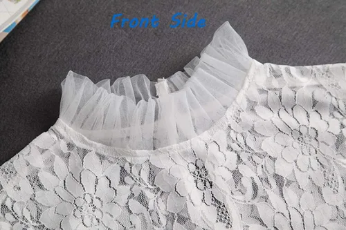 Vista 5 de YAKEF Mujeres Niñas Lotus Leaf Stand Collar falso desmontable media camisa blusa cuello de algodón