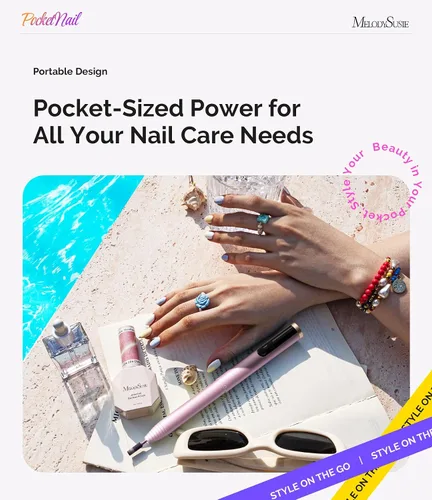 Vista 8 de MelodySusie PocketNail - Taladro de uñas modular inalámbrico en forma de bolígrafo, PC100GR 20000 RPM, lima eléctrica recargable para manicura