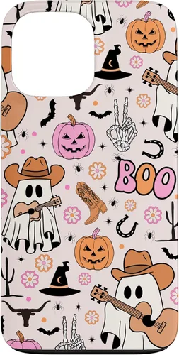Vista 24 de Spooky Ghost Cowboy Cute Halloween Boo Western Retro Pastel Case for iPhone 17