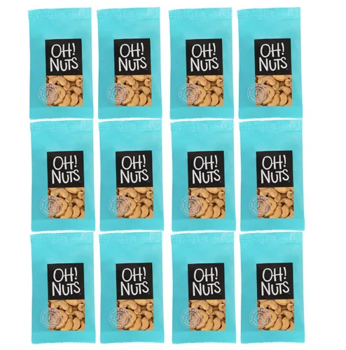 Vista 6 de Oh! Nuts Bocadillos individuales de nueces saladas tostadas de almendras para llevar, 12 prácticos bocadillos de nueces para la escuela, variedad