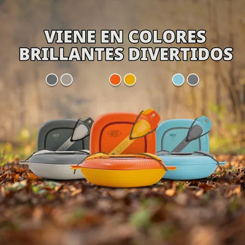 Vista 6 de UCO Kit de 4 piezas para acampar con cuenco, plato y juego de utensilios de tenedor 3 en 1