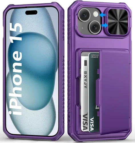 Vista 92 de BXYJY Funda tipo cartera para iPhone 15 Pro, tarjetero (4-5 tarjetas)