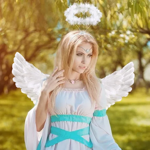 Vista 3 de Alas de ángel para adultos, alas de ángel y halo para niños y mujeres, alas de plumas, disfraz de Halloween para niños