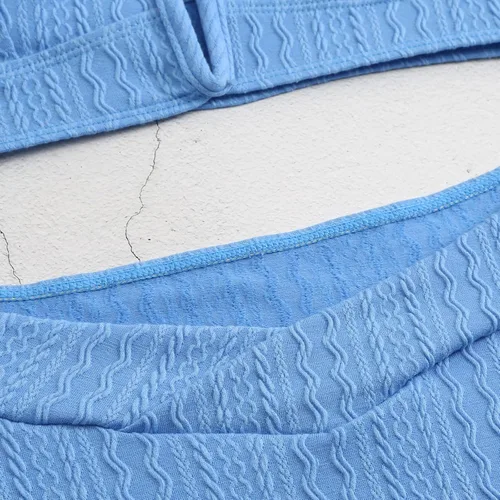 Vista 6 de HYTENSUN Bikini de cintura alta con corte en V para mujer, traje de baño de dos piezas
