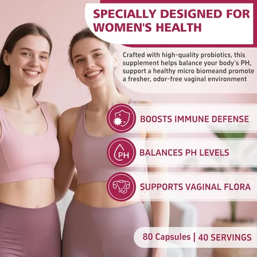 Vista 4 de Probióticos vaginales de primera calidad – Balance de pH con prebióticos y mezcla de probióticos Lactobacillus – Suplemento de salud vaginal