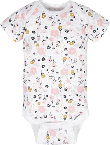 Vista 3 de Gerber Onesies Paquete de 8 mamelucos de manga corta para niñas bebés