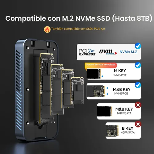Vista 5 de ACASIS Carcasa SSD NVMe M.2 de 80 Gbps, con ventilador de refrigeración, compatible con USB4 V2.0, USB4 V1.0, USB3.2/3.1/3.0 (TB501 Pro)