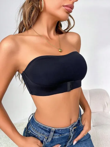 Vista 4 de GORGLITTER Sujetador bandeau sin tirantes con gancho y ojal para mujer
