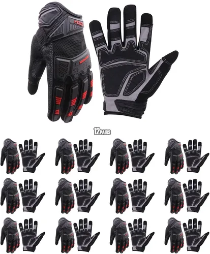 Vista 8 de HANDLANDY Guantes de trabajo para hombre, pantalla táctil, guantes de mecánico, ajuste flexible y transpirable, nudillos y palma acolchados