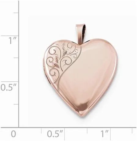 Vista 3 de Colgante de plata de ley con diseño de corazón en espiral pulido, 0.787in, acabado rosa