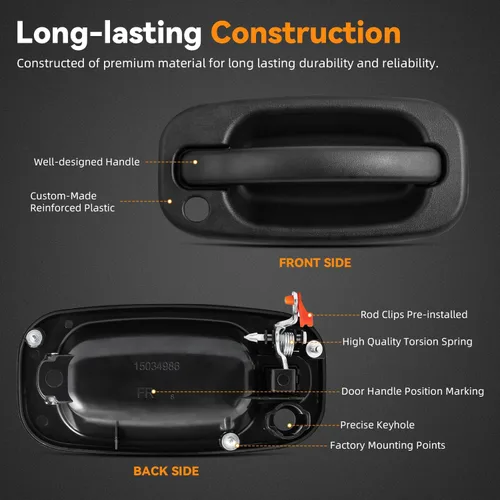 Vista 3 de DEAL AUTO ELECTRIC PARTS Manija de puerta exterior del lado derecho del pasajero delantero con kit de repuesto de orificio de cerradura, compatible