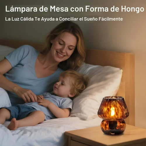 Vista 4 de Dawnwake Lámpara de hongo, lámpara pequeña de mesa para dormitorio, lámparas de noche de escritorio para sala de estar, decoración de hongos, lindas