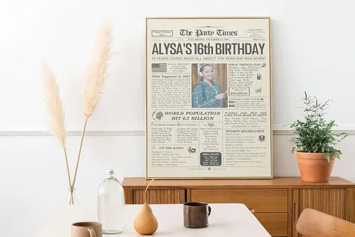 Vista 2 de Decoraciones de fiesta de cumpleaños de 16 años, póster de feliz cumpleaños 16, regalo de 16 años para él, ella, niño, niña, decoración divertida