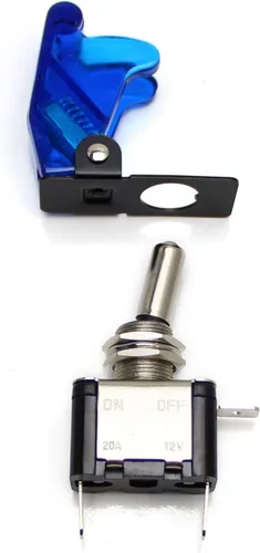 Vista 8 de iJDMTOY (2) Interruptor de dos posiciones on/off SPST - con cubierta abatible, estilo avión, 12 V/20 A, iluminación LED., Azul