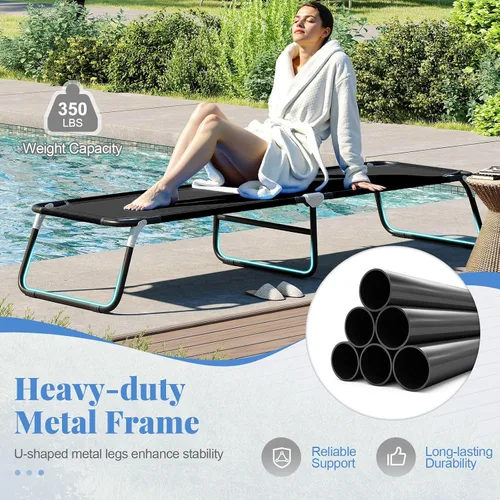 Vista 4 de Goplus Catre plegable para campamento, cama plegable de alta resistencia para adultos y niños con almohadilla antideslizante para los pies, catre