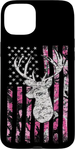 Vista 9 de Pink Camo American Flag Deer Hunter Women's Hunting Case for iPhone 17